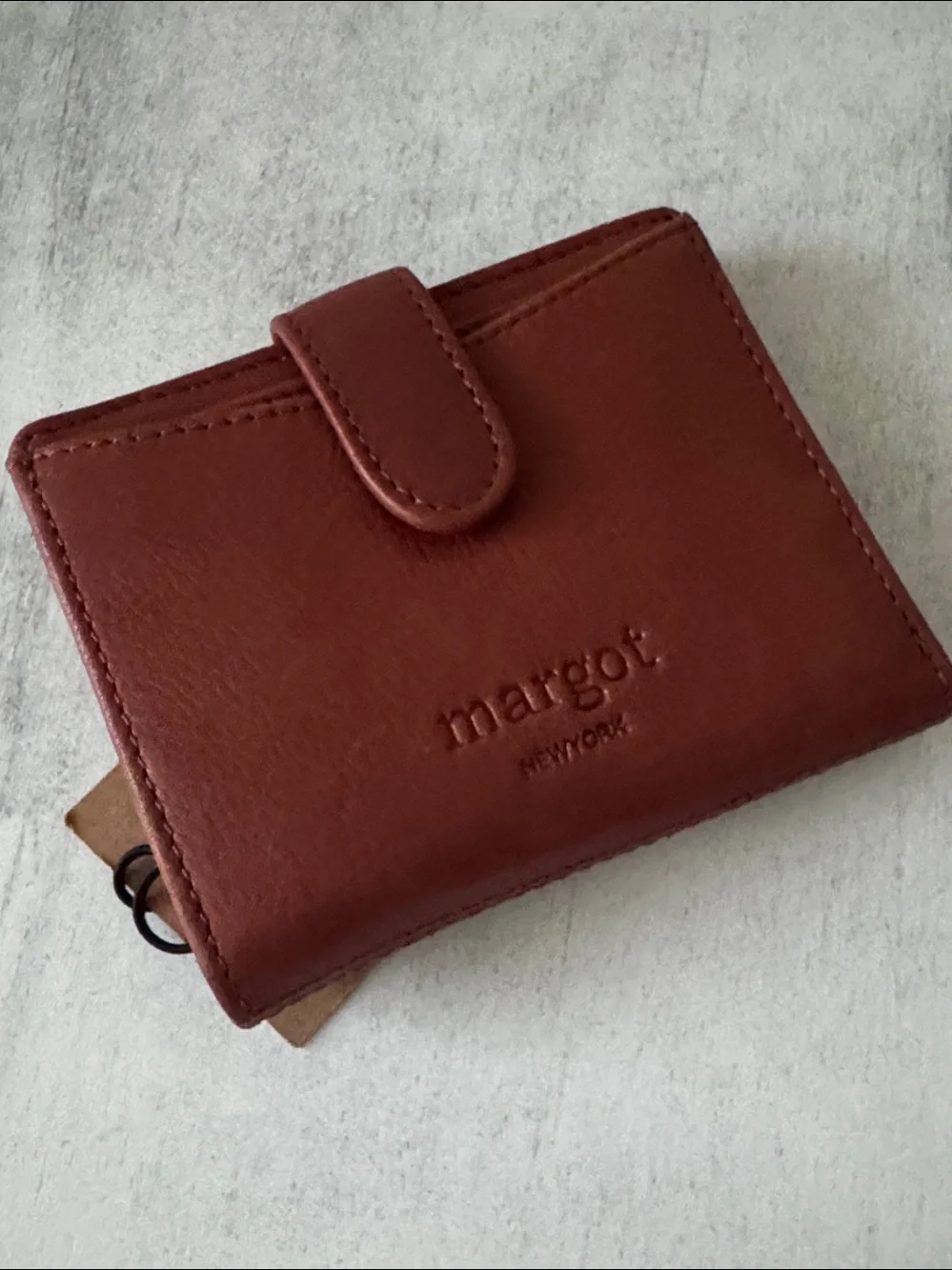 Margot Lizzie Small Bi- Fold Genuine Leather Wallet Brown